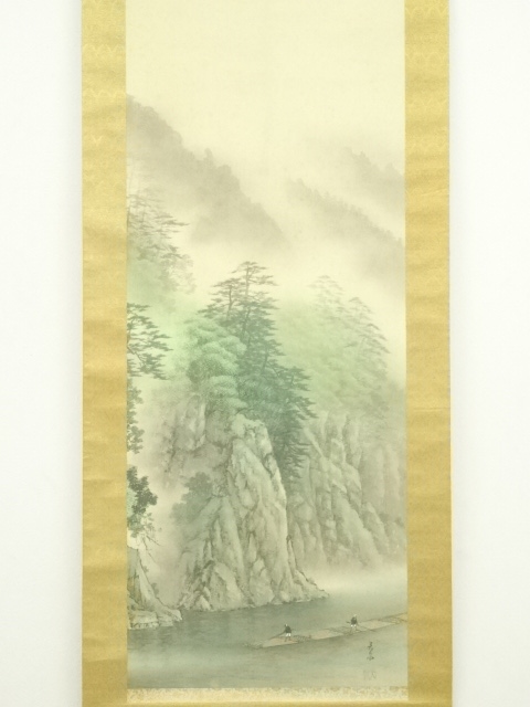 掛け軸 一泉 天の橋立 絹本 希少 軸装 茶道具 掛軸 美品 です。 掛け軸 春泉 彩色山水 絹本 希少 軸装 茶道具 掛軸 です